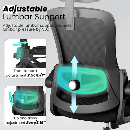 Miniatura 3 de Fizzin Silla de oficina, silla de oficina ergonómica con malla de respaldo alto y soporte lumbar ajustable, sillas de escritorio de oficina de malla