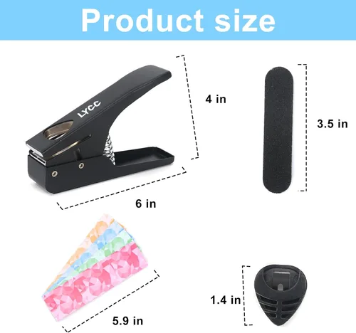 Miniatura 4 de paquete de regalo de lujo para hacer púas de guitarra DIY, cortador de púas de guitarra premium, 16 tiras de clip de paleta y una lima para suavizar