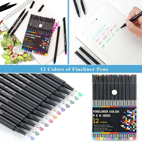 Miniatura 6 de Cuaderno A5 de cuero forrado con 12 marcadores, 6 anillas, planificador A5, cuaderno recargable, bloc de notas, diarios de escritura para niñas