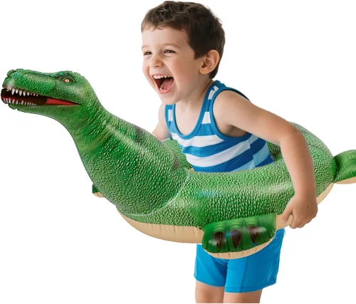 HOHQB Flotadores inflables realistas de dinosaurio para niños, anillo de piscina, juguetes de piscina para niños pequeños de 3 a 12 años