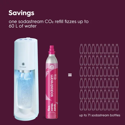 Miniatura 7 de SodaStream E-TERRA - Paquete para hacer agua con gas (blanco), con CO2, botellas de carbonatación y sabores bubly Drops