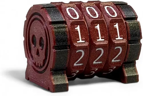 Miniatura 14 de Life Counter Health Tracker para juegos de mesa, TTRPG y juegos de cartas con símbolo de calavera, compatible con MTG, 2 ruedas azules con números