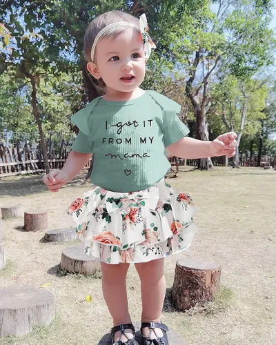 Miniatura 28 de Mioglrie Conjunto de ropa para bebé recién nacida, conjunto de pantalones cortos, conjunto floral de verano, ropa de bebé linda para niña