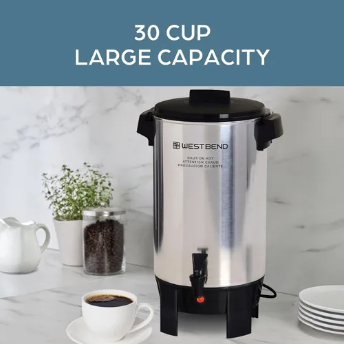 Miniatura 3 de Cafetera West Bend de aluminio altamente pulido con control automático de temperatura, preparación de una taza por minuto y fácil limpieza. Incluye
