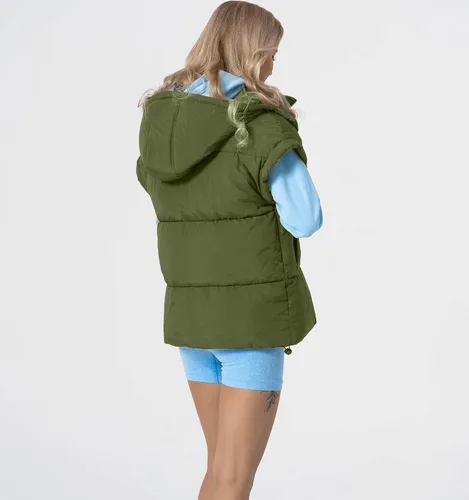Miniatura 6 de Chaleco acolchado para mujer, cuello alto, sin mangas, con cremallera, acolchado con bolsillos