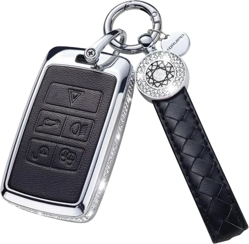 Miniatura 25 de Funda para llavero compatible con Volvo, cuero negro con cristal de protección de 360 grados para XC90, XC60, XC40, S60, S90, V60, V90, Polestar 1