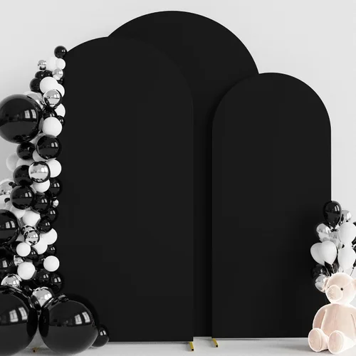 Miniatura 25 de Wokceer Juego de 3 fundas de arco de boda de elastano ajustadas para arco de boda para parte superior redonda, soporte de arco de Chiara para Beige