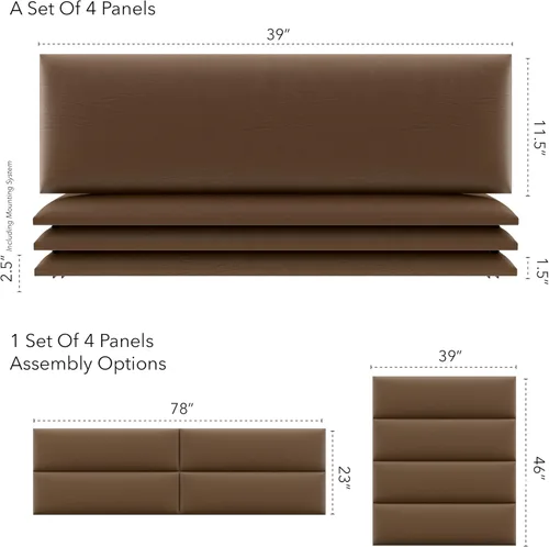 Miniatura 149 de Vant - Paneles tapizados para pared - Cabeceros montados en la pared tamaño King/Cal King - Cuero vintage blanco tórtola - Twin/King - Juego de 4