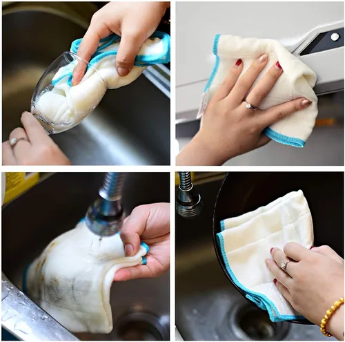 Miniatura 5 de Juego de paños de cocina de 10 piezas, toallas reutilizables y altamente absorbentes para cocinas, baños y encimeras de limpieza.