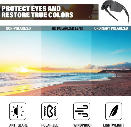 Miniatura 5 de Gafas de sol deportivas polarizadas UV400 para hombres y mujeres, gafas de ciclismo resistentes al viento para conducción, carrera, golf, lentes