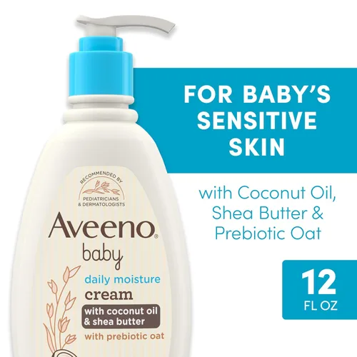 Miniatura 3 de Aveeno Baby Crema hidratante diaria con avena prebiótica, loción hipoalergénica para bebés con aceite de coco y manteca de karité hidrata la piel