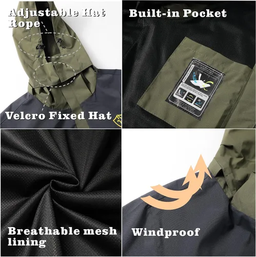 Miniatura 5 de GIISAM Chaqueta de lluvia para hombre, impermeable, ligera, para exteriores, rompevientos con capucha