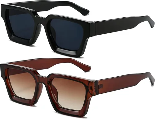 Miniatura 155 de AIEYEZO Gafas de sol cuadradas para mujeres y hombres, gafas de sol cuadradas con montura gruesa, estilo de diseñador simple