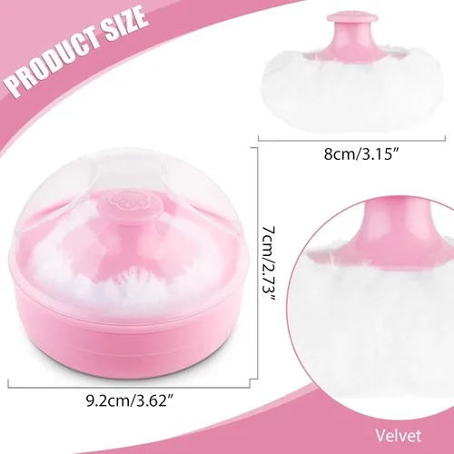 Miniatura 2 de WLLHYF Soplo cosmético para el cuerpo del bebé, cara grande y esponjosa, suave con estuche contenedor para bebé, niño, adulto, baño, viajes (rosa)