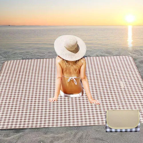 Miniatura 5 de PUPOPIK Manta de Picnic al Aire Libre, Plegable Impermeable Arena Playa Estera, Grande 80x60pulg. Manta de Playa para Camping, Caminata, Viaje