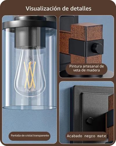 Miniatura 2 de EDISHINE Juego de apliques de pared de 2, accesorios de iluminación de tocador de estilo granja para baño, lámpara de montaje en pared rústica