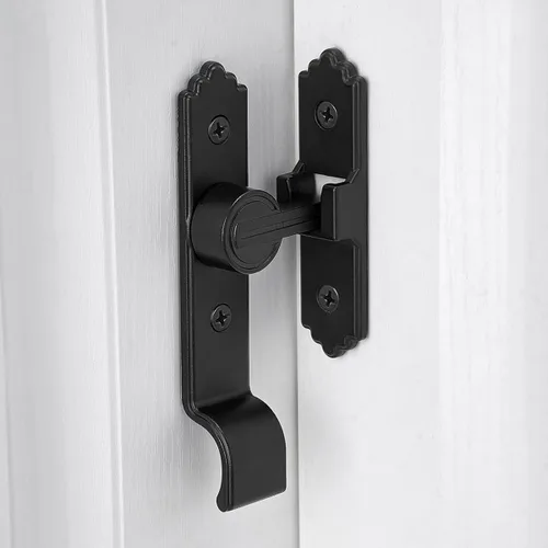 Miniatura 10 de 3 paquetes de cerraduras y pestillos negros de 180 grados, pestillo de puerta corrediza abatible con asa, pestillos de puerta pesados, cerradura