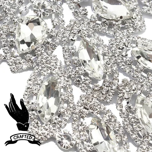 Miniatura 4 de PEARLY JUN Parches de apliques de cristal con diamantes de imitación para bricolaje, con cuentas, ropa de costura para cinturón de boda, vestidos