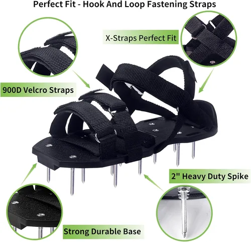 Miniatura 3 de Zapatos aireadores de césped premontados, zapatos resistentes con correas ajustables, herramientas de aireación de suelo para patio, jardín, incluye