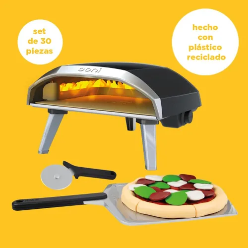 Casdon Ooni Koda - Horno de pizza y estación de cobertura | Horno de pizza de juguete para niños mayores de 3 años | ¡Cuenta con luz real con efecto