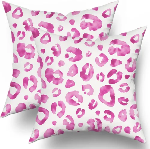 Miniatura 14 de Juego de 2 fundas de almohada con estampado de leopardo gris aguamarina de 16 x 16 pulgadas, diseño de guepardo gris acuarela y blanco, fundas