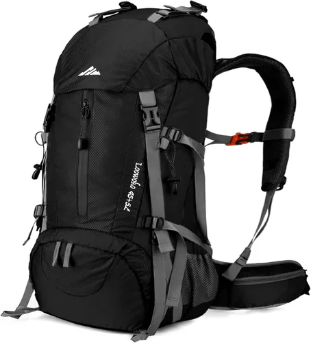 Mochila Loowoko de 50 l para senderismo, impermeable, con cubierta para la lluvia, mochila esencial para acampar, mochila ligera de 45 + 5 litros