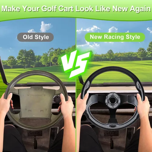 Miniatura 2 de Volante de carrito de golf compatible con EZGO RXV y TXT, Club Car DS, Club Car Precedent Tempo, Yamaha Golf Cart (volante negro)