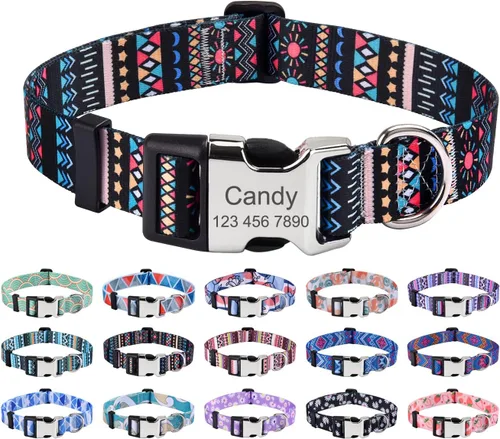 Miniatura 19 de Collares de perro personalizados Mihqy, collar de perro personalizado con nombre y número de teléfono, múltiples patrones y 4 tamaños, collar