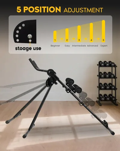Miniatura 4 de Máquina de entrenamiento abdominal abdominal: ajustable abdominal, plegable, equipo de entrenamiento de fuerza de núcleo, entrenamiento de estómago