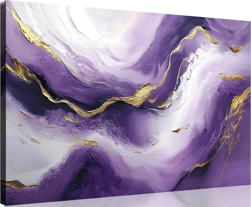 Miniatura 34 de TutuBeer 1 Panel Arte de Pared con Imagen Púrpura Arte de Pared en Lienzo Púrpura Abstracto Color Ciruela Impresión de Flores en Lienzo Pintura