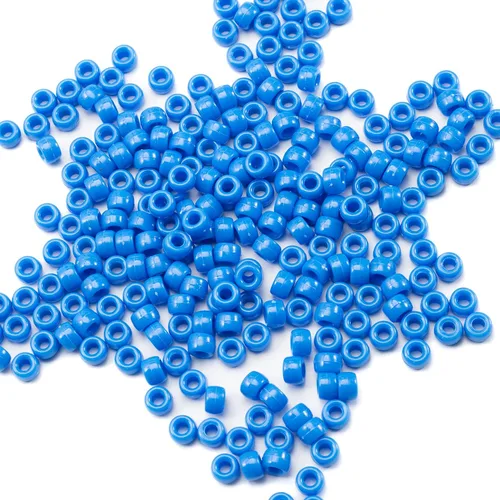 Miniatura 28 de 1000 piezas de cuentas de pony acrílicas de un solo color de 6 x 9 mm a granel para hacer joyas, aretes, trenzado de cabello Azul Oscuro