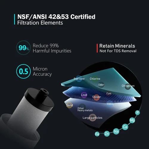 Miniatura 3 de Frizzlife SW10 - Sistema de filtro de agua para debajo del fregadero, certificado NSF/ANSI 53 y 42, reduce el 99,99% de plomo, cloro, mal sabor
