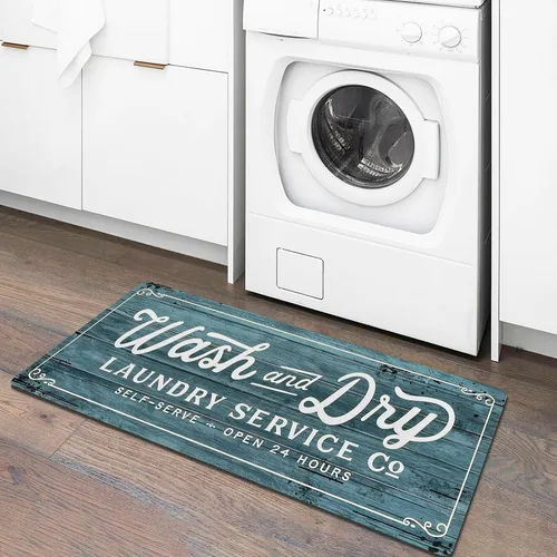 Miniatura 10 de KOZYFLY Alfombra Antideslizante para Lavandería de 20"x60", Alfombras de Cocina Lavables, Alfombra de Lavandería Impermeable, Alfombra para Marrón