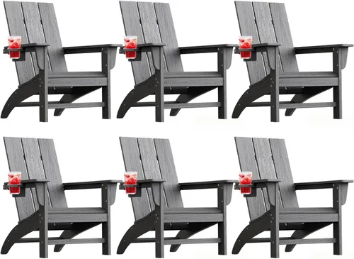Miniatura 31 de Silla Adirondack moderna, sillas de patio de plástico HDPE para todo tipo de clima, silla para hoguera, sillas de césped al aire libre para terraza