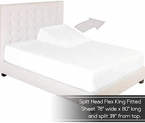 Miniatura 3 de Top - Juego de sábanas de cabeza dividida tamaño Queen – Base de cama ajustable – Sábanas de 100% algodón sólido 100% algodón 12 pulgadas