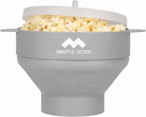 Miniatura 8 de El Original Mindful Design Popcorn Popper para Microondas - Cuenco de Silicona, Sin BPA y Apto para Lavavajillas (Azul Claro)