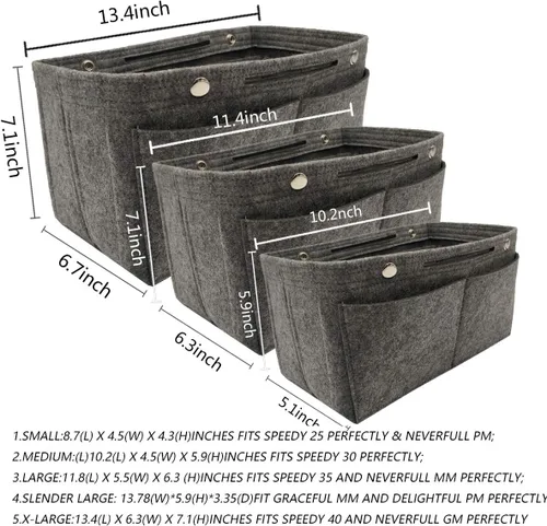 Miniatura 29 de LEXSION Organizador de fieltro para bolso – Bolsa de bolsillo múltiple en bolsa organizadora