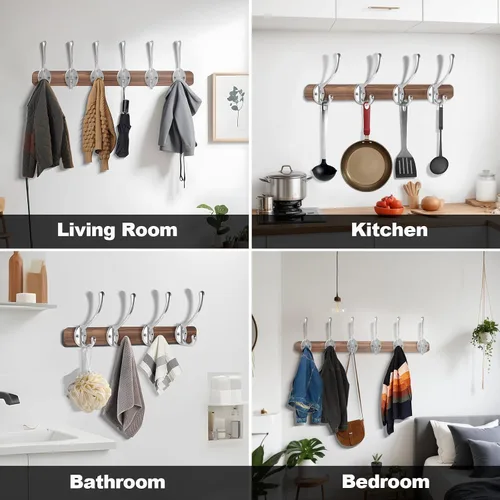 Miniatura 2 de Ganchos de pared para colgar, paquete de 15 ganchos resistentes de metal para abrigos, para sala de estar, baño, cocina, dormitorio para toalla