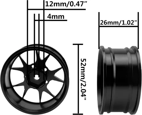 Miniatura 7 de ShareGoo - Llantas de metal – Bujes hexagonales de 0.472 in, llantas de rueda RC Drift On-Road Racing Touring 1/10, compatibles con HSP, Tamiya