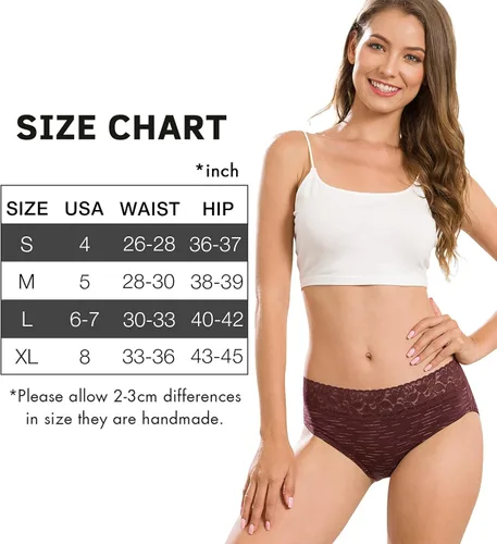 Miniatura 4 de Altheanray Ropa interior de algodón para mujer, calzones de bikini de encaje para mujer, ropa interior hipster elástica
