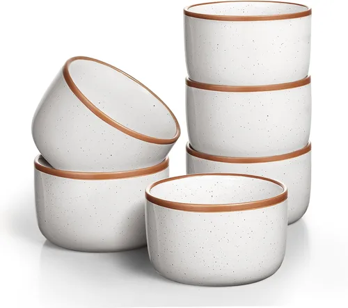Miniatura 7 de Morandi Color Ramekins - Juego de 6, 6 onzas, aptos para horno, cuencos de porcelana para ramekin, mini moldes para tartas de queso, fuente pequeña