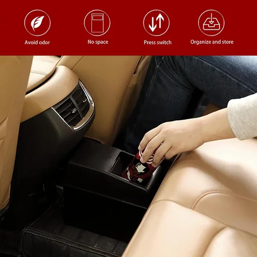 Miniatura 4 de 1 Paquete Bote de Basura para Carro con Tapa, 8.2" x 7.8" x 3.9" Capacidad Universal Impermeable Portátil Bote de Basura para Carro, Organizador
