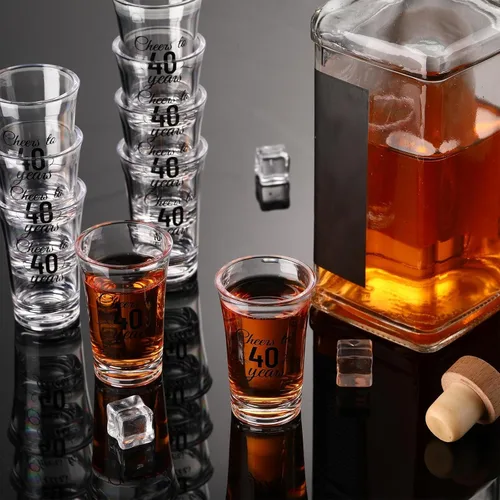Miniatura 2 de Sliner Paquete de 48 Vasos de Chupito de Cumpleaños a Granel 1.4oz Brindis a los 30/40/50/60/70/80 Años Vaso de Chupito Indestructible Base Gruesa