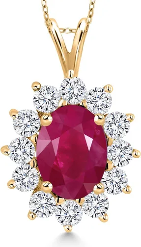 Miniatura 170 de Gem Stone King Collar con piedra natal ovalada de plata chapada en oro amarillo de 18 quilates, ovalado de 0.315 x 0.236 in, collares con colgante