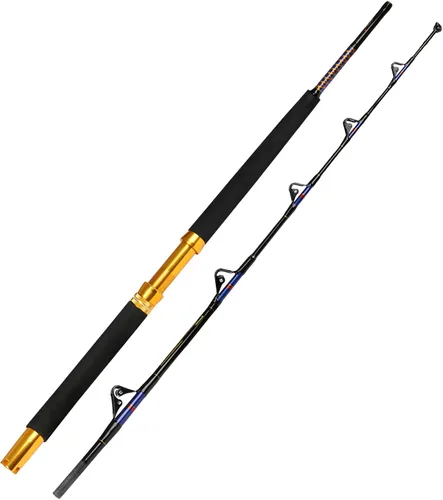 Miniatura 9 de Fiblink Caña de pesca de agua salada de 1 pieza/2 piezas de caña pesada de pesca de barco convencional de caza grande con guías de rodillos