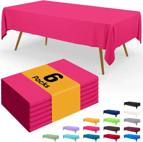 Miniatura 39 de Smiry - Juego de 6 manteles desechables, 54 x 78 pulgadas, manteles impermeables rectangulares para fiestas, cubierta de mesa de plástico