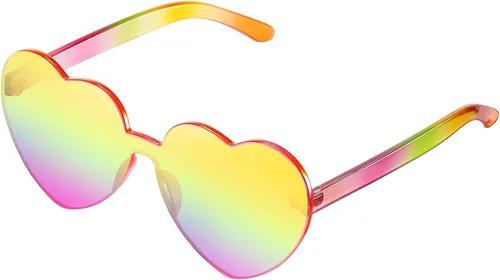 JASPIN Lentes de sol de corazón para mujer, sin marco, transparentes en forma de corazón, gafas de sol coloridas para fiesta disfraz de Halloween