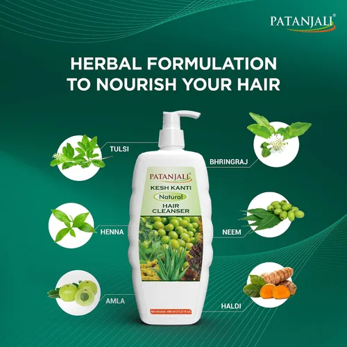 Miniatura 5 de patanjali Kesh Kanti Champú natural de 15.21 onzas líquidas Limpiador ayurvédico de hierbas con amla, shikakai, neem y aloe vera Limpia