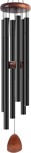 Miniatura 30 de Bursvik Campanilla de viento de 28 pulgadas, campanillas de viento decorativas en metal para exteriores, conmemorativas, regalo de recuerdo, Negro