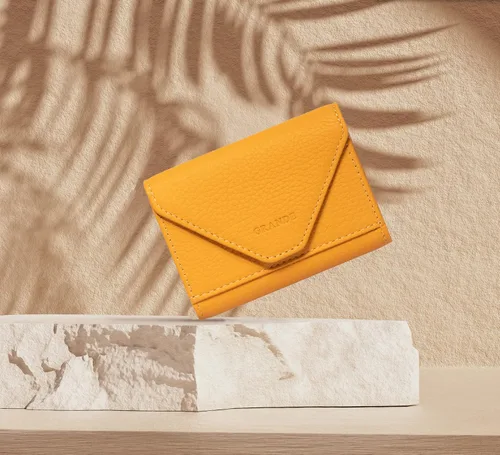 Miniatura 65 de grande Estuches para tarjetas 3639, Naranja, Tarjetero de cuero con cierre magnético, cartera pequeña de acordeón para mujer